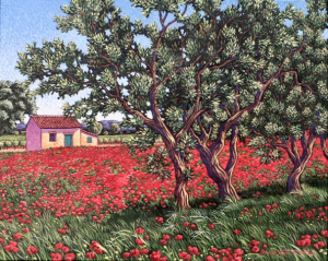 Poppies Mingling With the Olive Tree