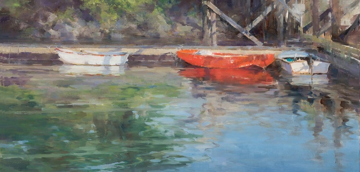 Red Boat under the Bridge