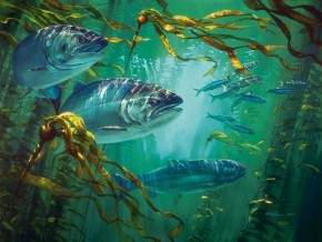 Mark Hobson Coho Salmon: Patrolling the Kelp Bed I