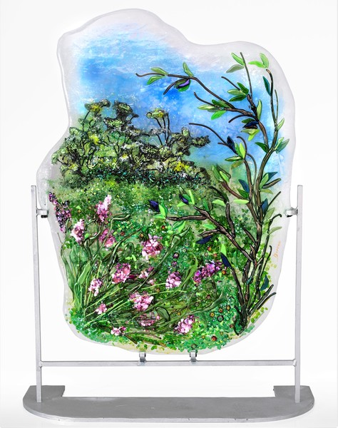 Doroni Lang Monet Style Flower Field in Pinks Panel