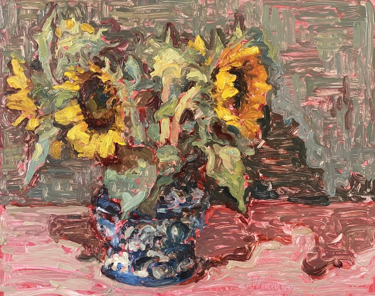 Mel Williamson Sunflowers in Pinks