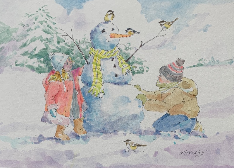 Sheena Lott Chickadees and Children in Winter