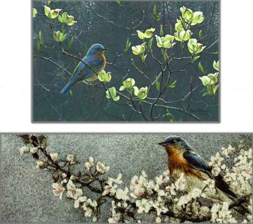 Robert Bateman Bluebird & Blossoms