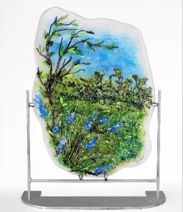 Monet Style Flower Field in Blues Panel by Doroni Lang