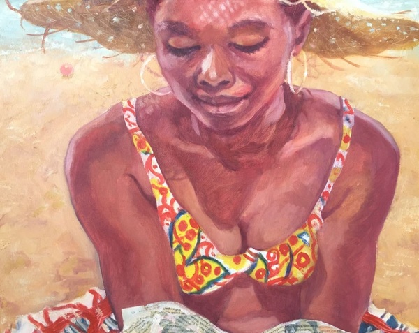 Eva z Campbell Runaway Bay: Girl Reading By The Sea